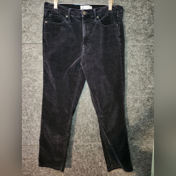 GAP Black Velvet Vintage Slim Mid Rise Jeans Black Velour Womens Size 30/ 10R - Picture 1 of 7